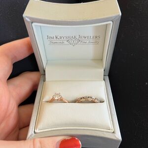 Moissanite Engagement Ring & Wedding Band